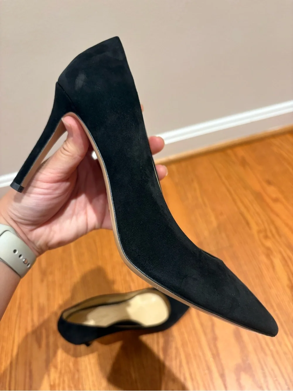 MARION PARKE Black Suede 85 Classic Pointed Toe Pump Women's 39/US 9